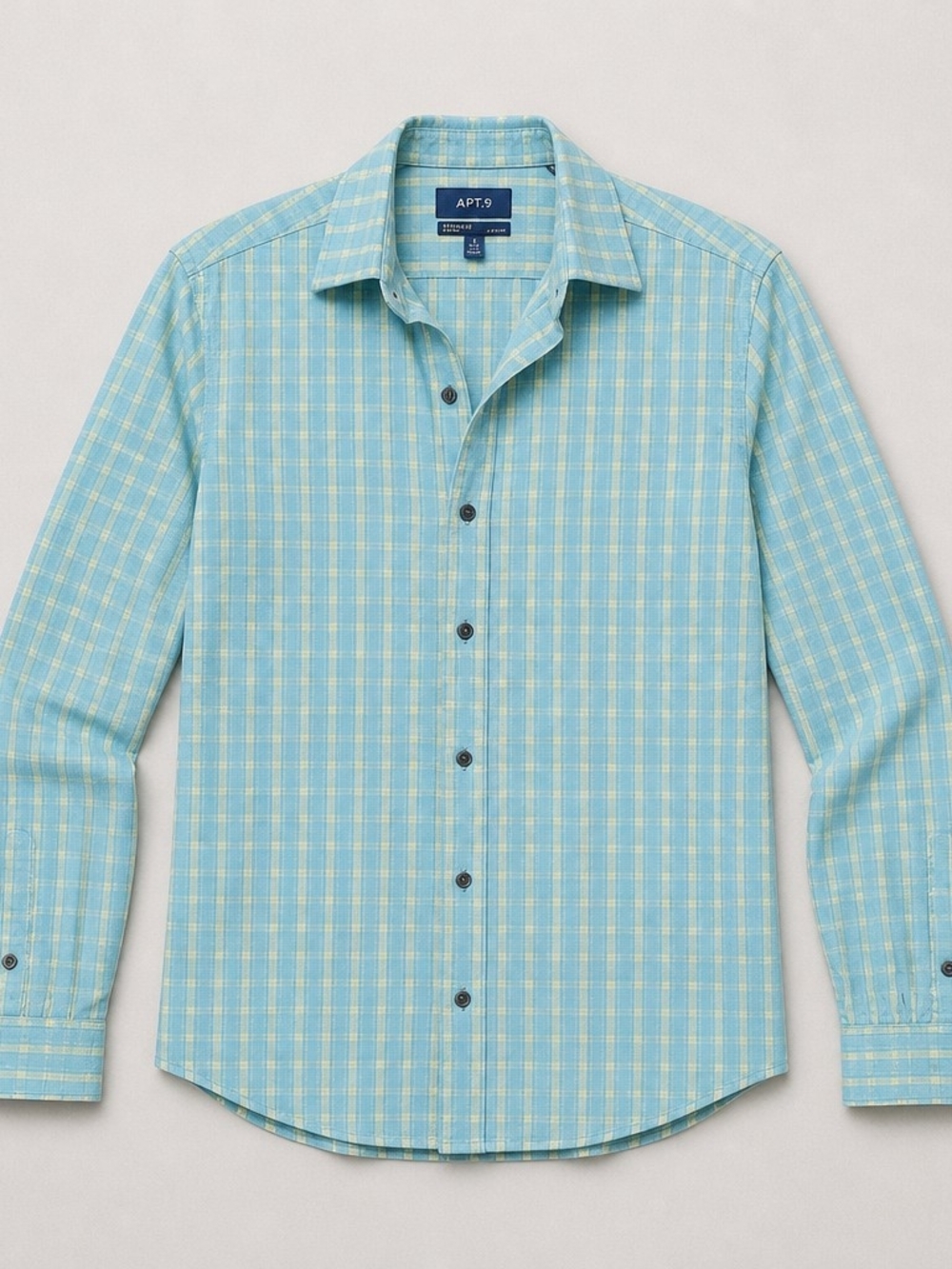 Apt. 9 Men's Aqua Plaid Button-Down Shirt